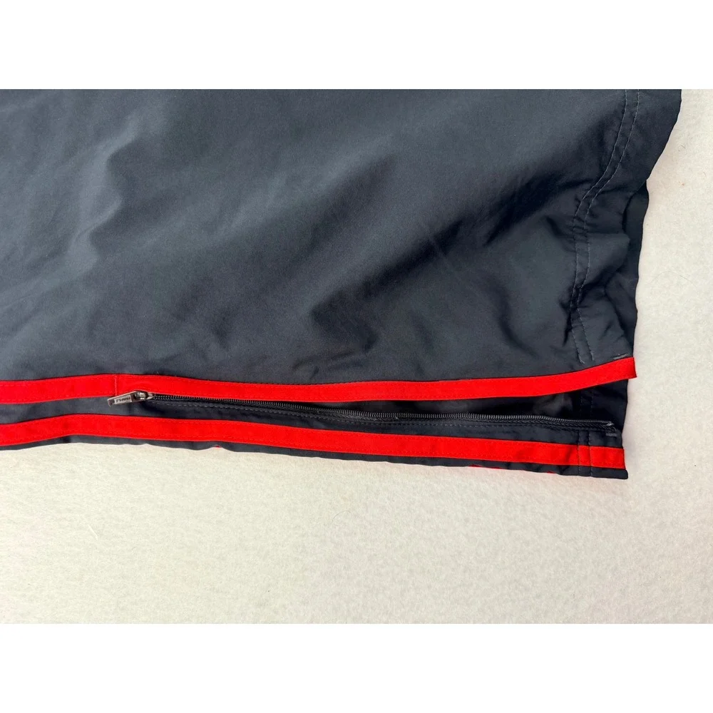 Adidas Mens Track Pants Black Red Stripe Mesh Lined Ankle Zip Large